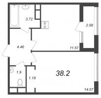 1 ккв № 288 Корп.: 1.3 , Секция 3  в ЖК Академик