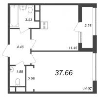 1 ккв № 148 Корп.: 1.2 , Секция 2  в ЖК Академик