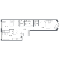 3 ккв (Евро) № 36 Корп.: 1 Уч. А , Секция 2  в ЖК Акватория