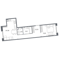 2 ккв (Евро) № 169 Корп.: 2 , Секция 6  в ЖК Акватория