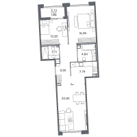 4 ккв (Евро) № 146 Корп.: 2 Уч. Б , Секция 5  в ЖК Акватория
