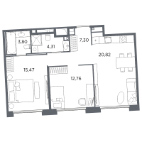 3 ккв (Евро) № 141 Корп.: 2 Уч. Б , Секция 5  в ЖК Акватория