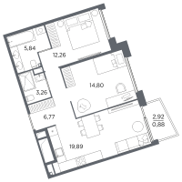 3 ккв (Евро) № 339 Корп.: 2 Уч. Б , Секция 12  в ЖК Акватория
