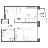 2 ккв (Евро) № 118 Корп.: 2 Уч. Б , Секция 4  в ЖК Акватория