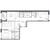 4 ккв (Евро) № 1 Корп.: 1 Уч. А , Секция 1  в ЖК Акватория