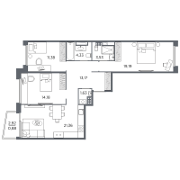 4 ккв (Евро) № 126 Корп.: 2 , Секция 4  в ЖК Акватория