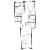 4 ккв (Евро) № 152 Корп.: 2 Уч. Б , Секция 5  в ЖК Акватория
