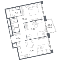 3 ккв (Евро) № 272 Корп.: 2 Уч. Б , Секция 10  в ЖК Акватория