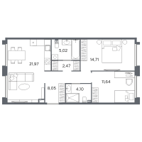3 ккв (Евро) № 69 Корп.: 2 Уч. Б , Секция 3  в ЖК Акватория