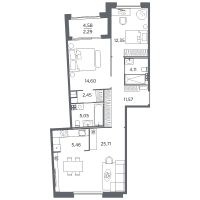 4 ккв (Евро) № 78 Корп.: 2 Уч. Б , Секция 3  в ЖК Акватория