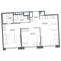 3 ккв (Евро) № 153 Корп.: 2 Уч. Б , Секция 5  в ЖК Акватория