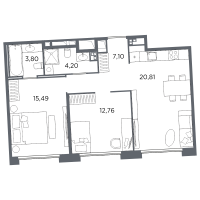 3 ккв (Евро) № 147 Корп.: 2 Уч. Б , Секция 5  в ЖК Акватория