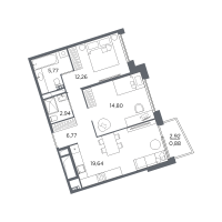 3 ккв (Евро) № 349 Корп.: 2 Уч. Б , Секция 12  в ЖК Акватория