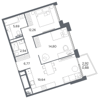 3 ккв (Евро) № 359 Корп.: 2 Уч. Б , Секция 12  в ЖК Акватория