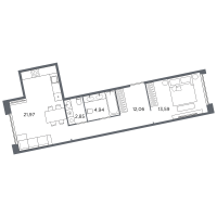 2 ккв (Евро) № 237 Корп.: 2 Уч. Б , Секция 9  в ЖК Акватория