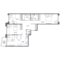 4 ккв (Евро) № 106 Корп.: 2 Уч. Б , Секция 4  в ЖК Акватория