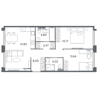 3 ккв (Евро) № 79 Корп.: 2 Уч. Б , Секция 3  в ЖК Акватория