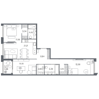 4 ккв (Евро) № 35 Корп.: 1 Уч. А , Секция 2  в ЖК Акватория