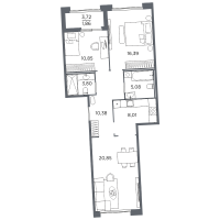4 ккв (Евро) № 140 Корп.: 2 Уч. Б , Секция 5  в ЖК Акватория