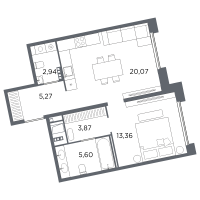 2 ккв (Евро) № 271 Корп.: 2 , Секция 10  в ЖК Акватория