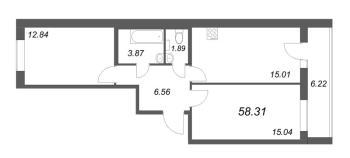 3 ккв (Евро) № 222 Корп.: 1 , Секция 4  в ЖК Аквилон All in 3.0