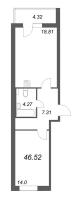 2 ккв (Евро) № 388 Корп.: 1 , Секция 7  в ЖК Аквилон All in 3.0