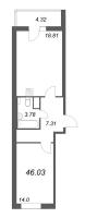 2 ккв (Евро) № 393 Корп.: 1 , Секция 7  в ЖК Аквилон All in 3.0