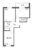 3 ккв (Евро) № 450 Корп.: 1 , Секция 8  в ЖК Аквилон All in 3.0