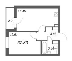 2 ккв (Евро) № 719 Корп.: 1 , Секция 11  в ЖК Аквилон All in 3.0