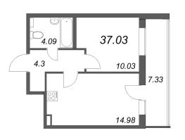 1 ккв № 593 Корп.: 1 , Секция 10  в ЖК Аквилон All in 3.0