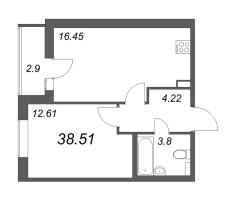 2 ккв (Евро) № 709 Корп.: 1 , Секция 11  в ЖК Аквилон All in 3.0