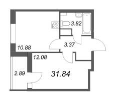 1 ккв № 153 Корп.: 1 , Секция 2  в ЖК Аквилон All in 3.0