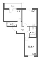 3 ккв (Евро) № 384 Корп.: 1 , Секция 7  в ЖК Аквилон All in 3.0