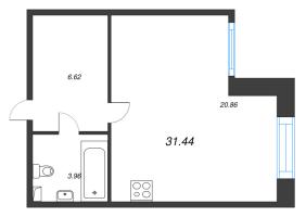 Студия № 120 Корп.: 2.1 , Секция 2  в ЖК Аквилон Leaves