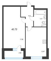 1 ккв № 205 Корп.: 2.1 , Секция 3  в ЖК Аквилон Leaves