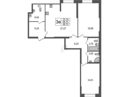 3 ккв (Евро) № 701 Корп.: 2.1 , Секция 11  в ЖК Аквилон Leaves