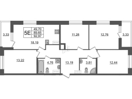 5 ккв (Евро) № 865 Корп.: 1.2 , Секция 12  в ЖК Аквилон Leaves