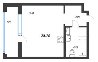 Студия № 871 Корп.: 1.2 , Секция 12  в ЖК Аквилон Leaves