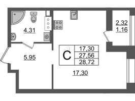 Студия № 801 Корп.: 2.1 , Секция 12  в ЖК Аквилон Leaves