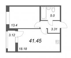 2 ккв (Евро) № 781 Корп.: 1.2 , Секция 11  в ЖК Аквилон Leaves