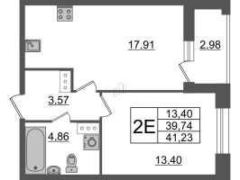 2 ккв (Евро) № 648 Корп.: 1.2 , Секция 8  в ЖК Аквилон Leaves