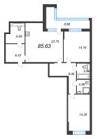 3 ккв (Евро) № 721 Корп.: 2.1 , Секция 11  в ЖК Аквилон Ливз