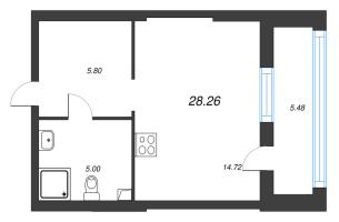 Студия № 2 Корп.: 2.1 , Секция 1  в ЖК Аквилон Ливз