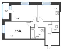 2 ккв № 136 Корп.: 1.1 , Секция 2  в ЖК Аквилон Ливз
