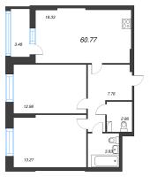 3 ккв (Евро) № 5 Корп.: 2.1 , Секция 1  в ЖК Аквилон Ливз