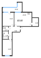 3 ккв (Евро) № 639 Корп.: 1.2 , Секция 8  в ЖК Аквилон Ливз