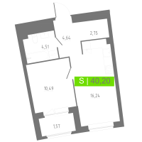 2 ккв (Евро) № 11 Корп.: 2 , Секция 1  в ЖК Аквилон РИВА