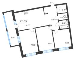 4 ккв (Евро) № 560 Корп.: 1 , Секция 3  в ЖК Аквилон РИВА