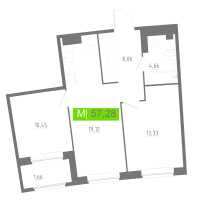 3 ккв (Евро) № 312 Корп.: 2 , Секция 2  в ЖК Аквилон РИВА