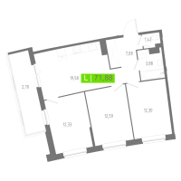 4 ккв (Евро) № 719 Корп.: 2 , Секция 3  в ЖК Аквилон РИВА